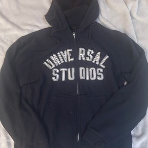 blue and white universal Studios zip up hoodie size medium